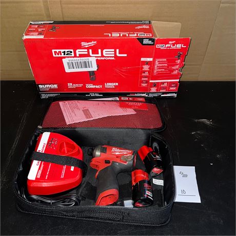Retail $179.00 Milwaukee M12 FUEL SURGE 1/4 in. Hex Impact Driver Kit